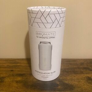 BrüMate Hopsulator Slim Glitter White 12oz Can Cooler 30263 - labeled